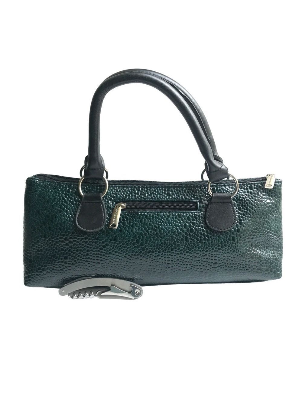 NWOT Primeware Wine Clutch Bag + Corkscrew Teal Crocodile Printed Vegan Leather